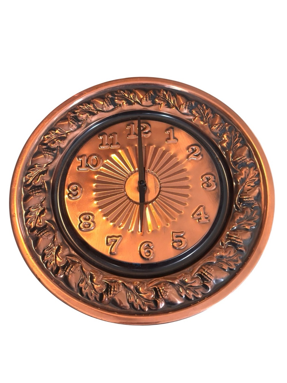 Vintage 1970s Coppercraft Guild Wall Clock|Acorns|Non-working